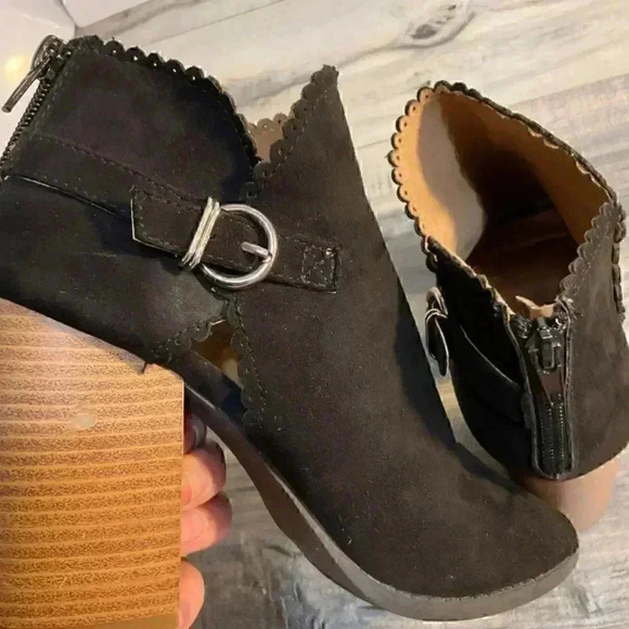 Maurice black peep toe black ankle boots size 8.5 - Picture 11 of 16